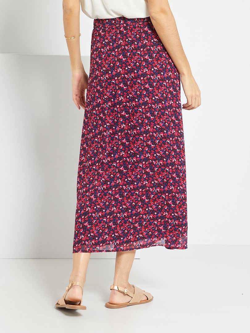 Jupe midi fluide 'fleurie' - Rose - Kiabi - 22.00�?�