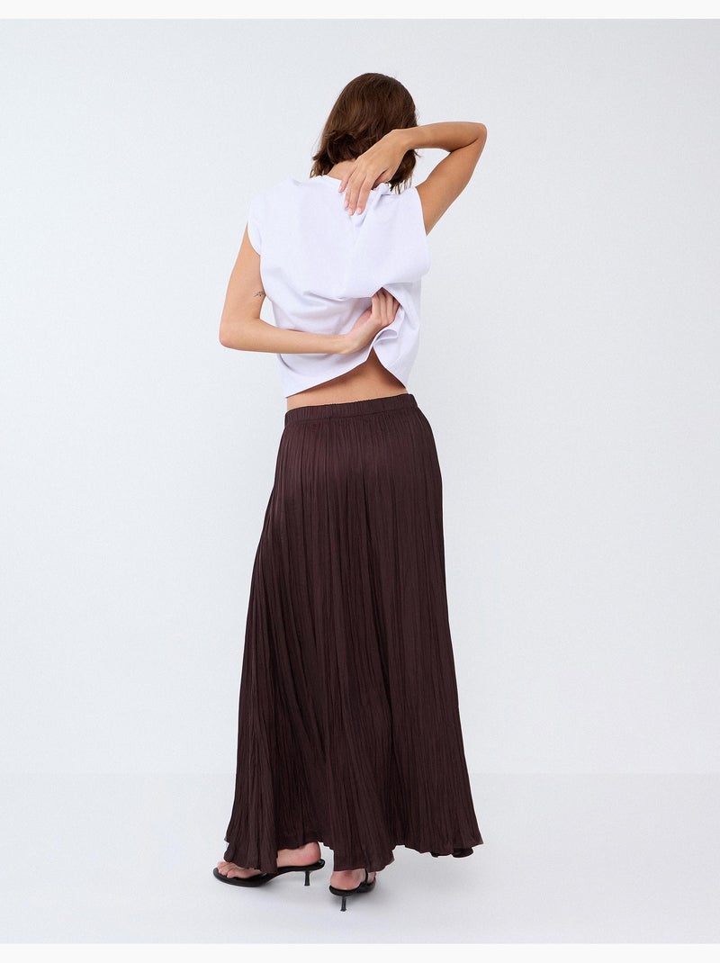 Jupe midi fluide, mo fashion Marron - Kiabi