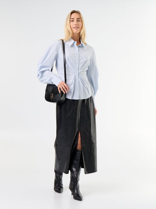 Jupe midi forme droite en simili - Kiabi