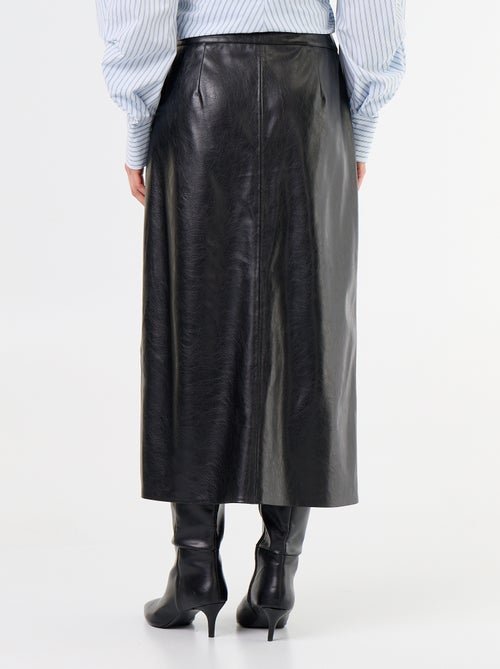 Jupe midi forme droite en simili - Kiabi