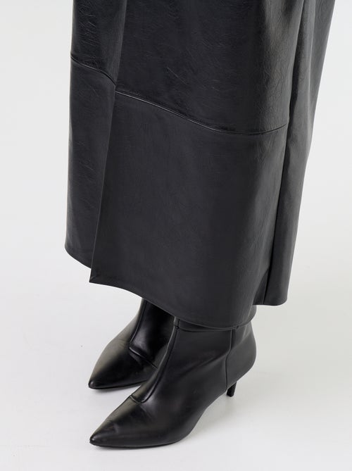 Jupe midi forme droite en simili - Kiabi