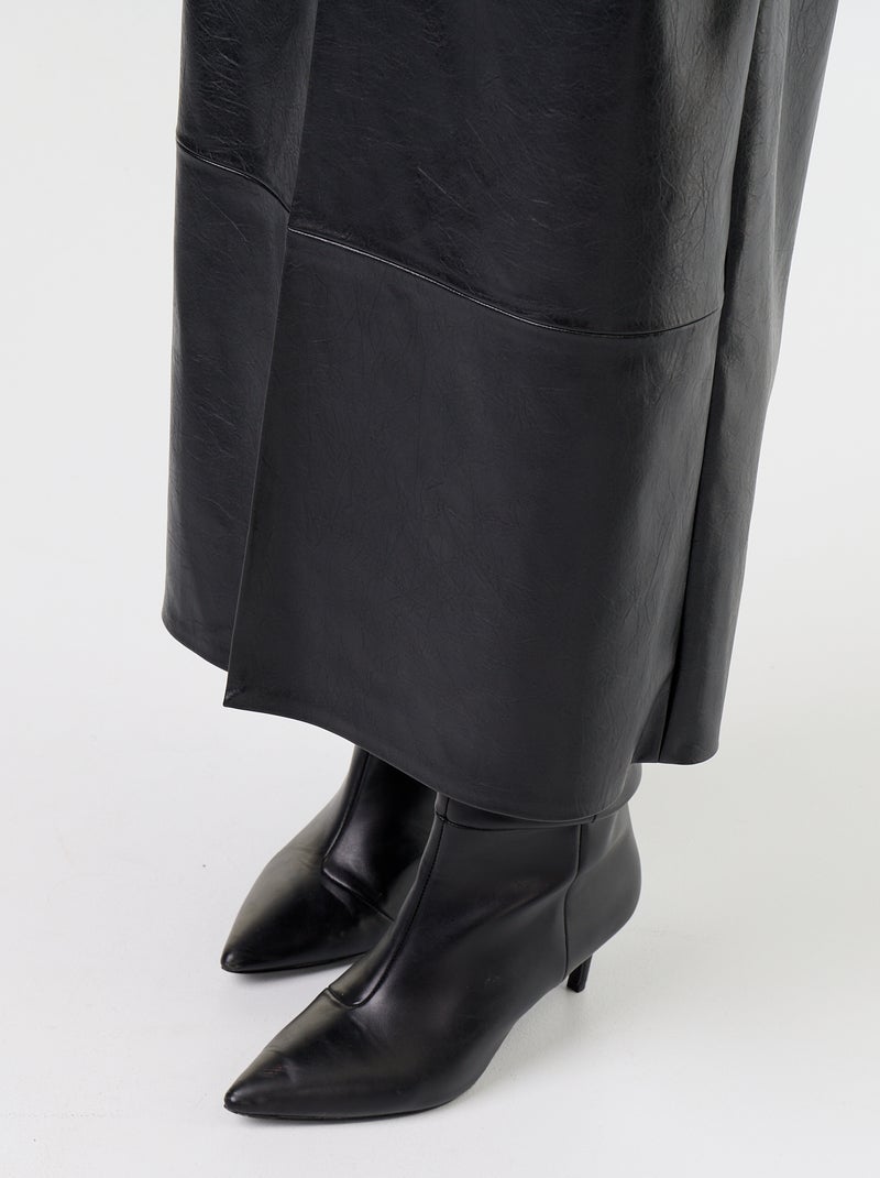 Jupe midi forme droite en simili Noir - Kiabi