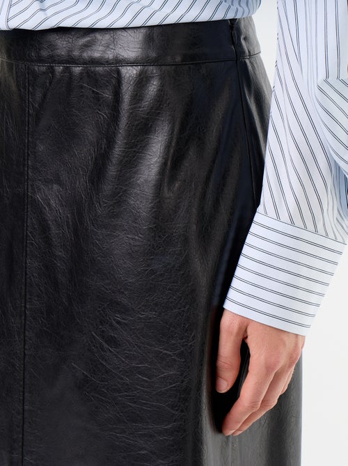 Jupe midi forme droite en simili - Kiabi