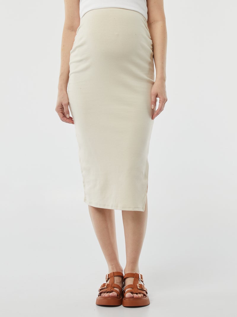 Jupe midi moulante beige - Kiabi