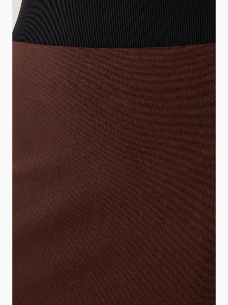 Jupe midi moulante taille haute hiccup Marron chocolat - Kiabi