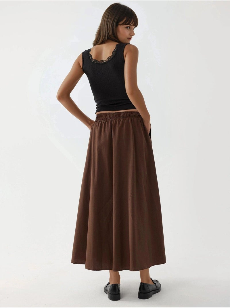Jupe midi taille haute avec élastique busem Marron foncé - Kiabi