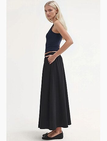 Jupe midi taille haute avec élastique busem