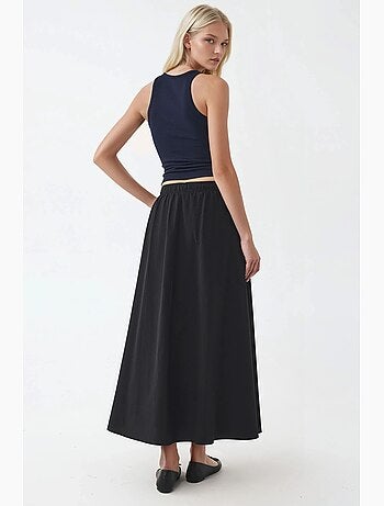 Jupe midi taille haute avec élastique busem