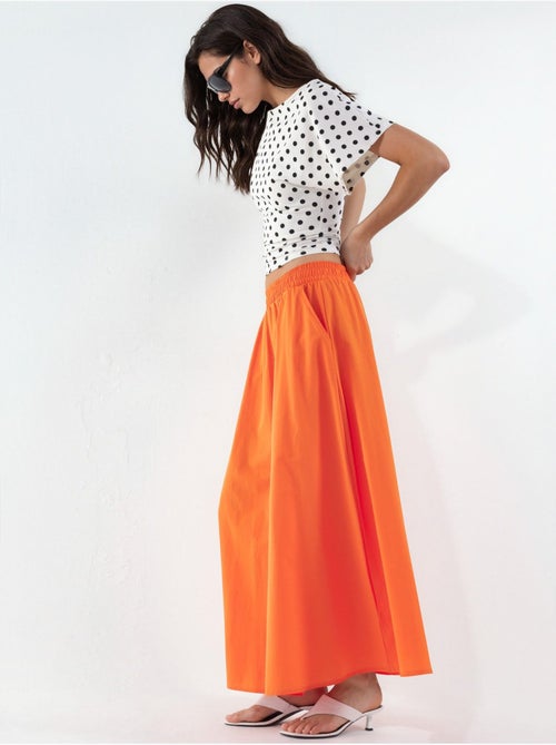 Jupe midi taille haute avec élastique busem - Kiabi