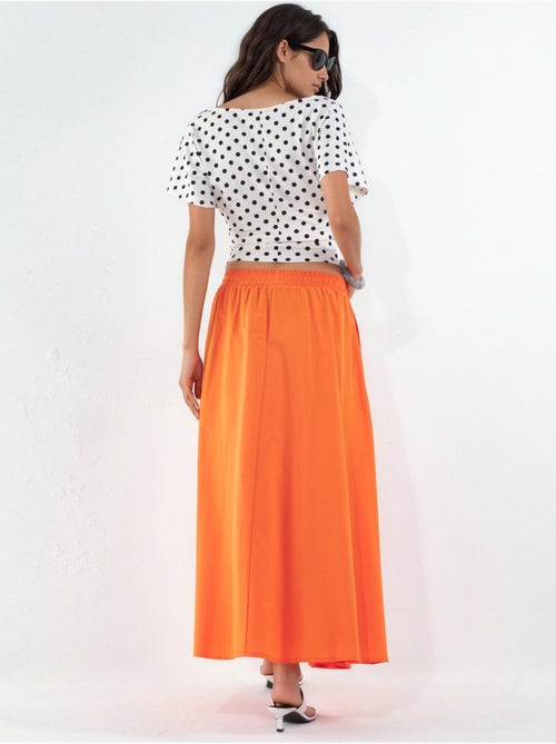 Jupe midi taille haute avec élastique busem - Kiabi