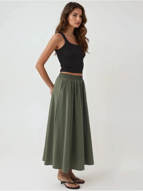 Jupe midi taille haute avec élastique busem - Kiabi