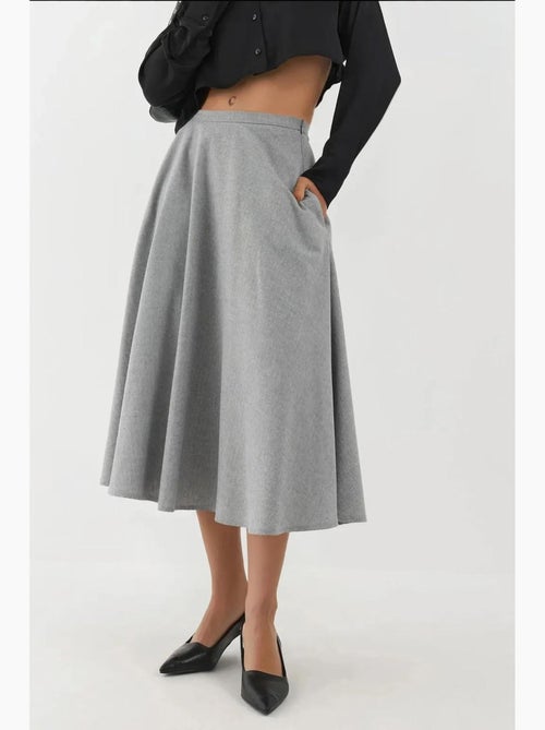 Jupe midi taille haute en a avec fermeture éclair hiccup - Kiabi