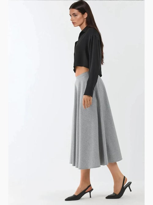 Jupe midi taille haute en a avec fermeture éclair hiccup - Kiabi