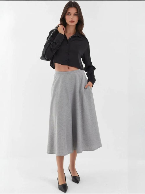 Jupe midi taille haute en a avec fermeture éclair hiccup - Kiabi