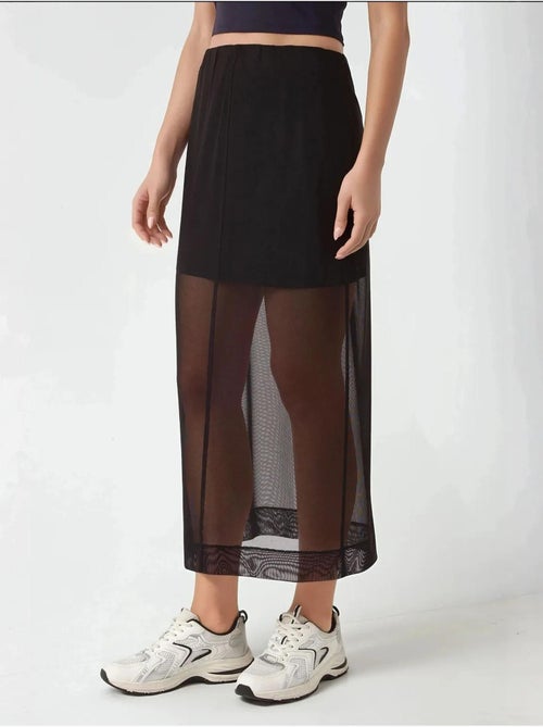 Jupe midi taille haute en dentelle collection pika hiccup - Kiabi
