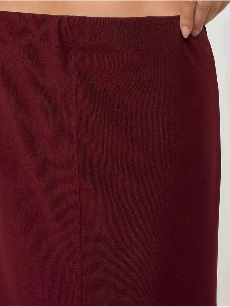 Jupe midi taille haute en dentelle collection pika hiccup Rouge bordeaux - Kiabi