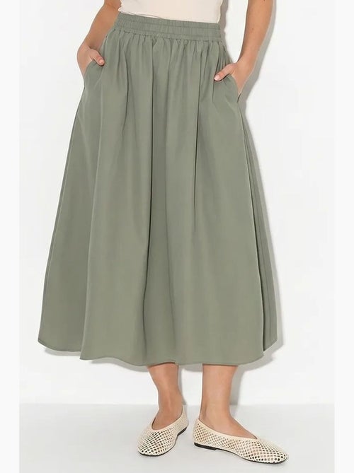 Jupe midi taille haute en popeline de coton lucci - Kiabi