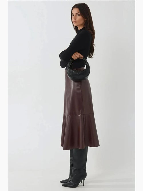 Jupe midi taille haute en similicuir hiccup - Kiabi