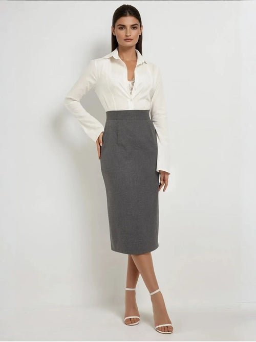 Jupe midi taille haute hiccup - Kiabi