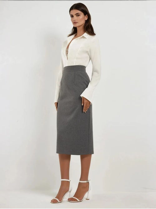 Jupe midi taille haute hiccup - Kiabi