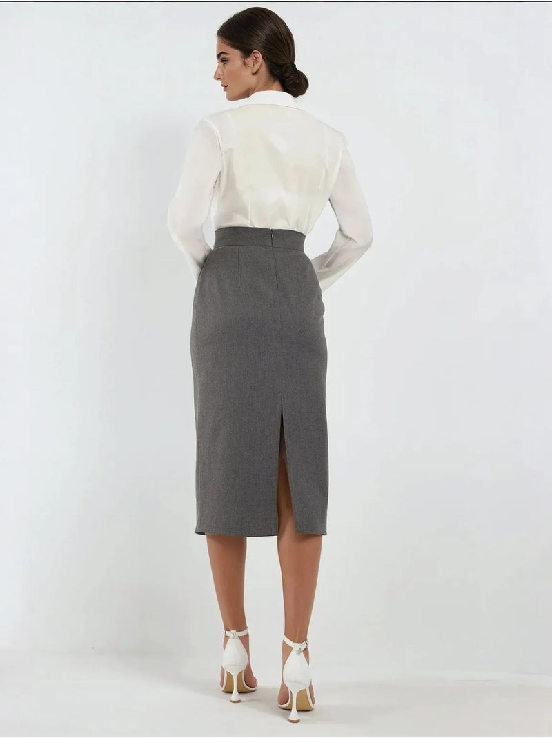 Jupe midi taille haute hiccup Gris foncé - Kiabi
