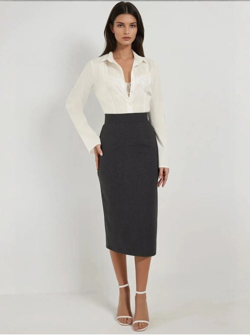 Jupe midi taille haute hiccup - Kiabi Jupe midi taille haute hiccup - Kiabi