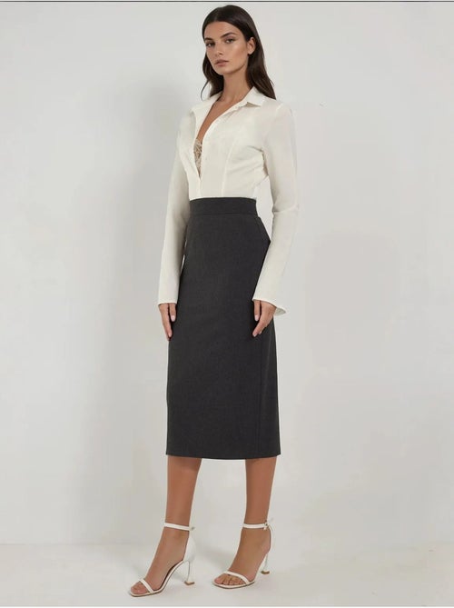 Jupe midi taille haute hiccup - Kiabi Jupe midi taille haute hiccup - Kiabi