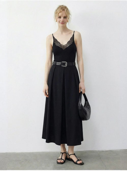 Jupe midi texturée taille haute avec ceinture lucci - Kiabi
