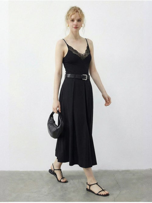 Jupe midi texturée taille haute avec ceinture lucci - Kiabi