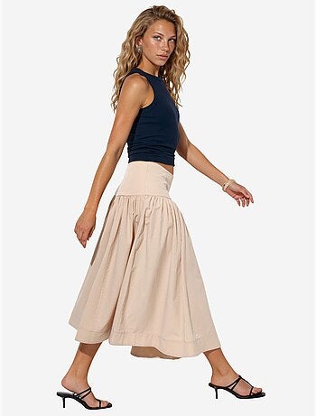 Jupe midi trapèze à taille haute busem