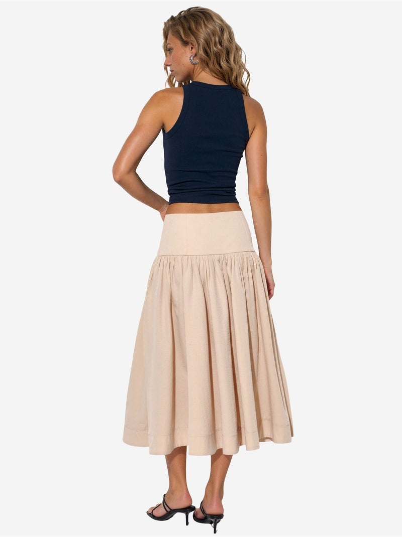 Jupe midi trapèze à taille haute busem Beige argile - Kiabi
