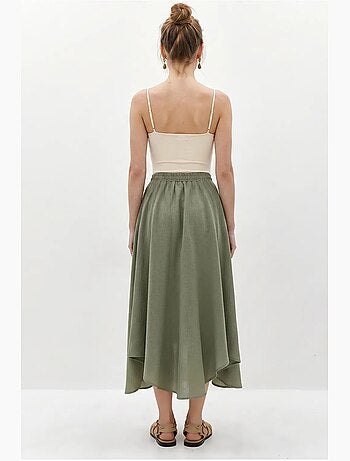 Jupe midi trapèze à taille haute lucci
