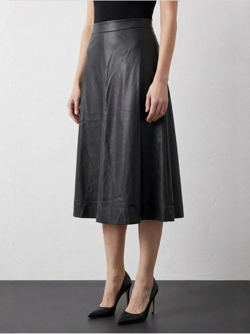 Jupe midi trapèze en simili cuir à taille haute my fashion - Kiabi
