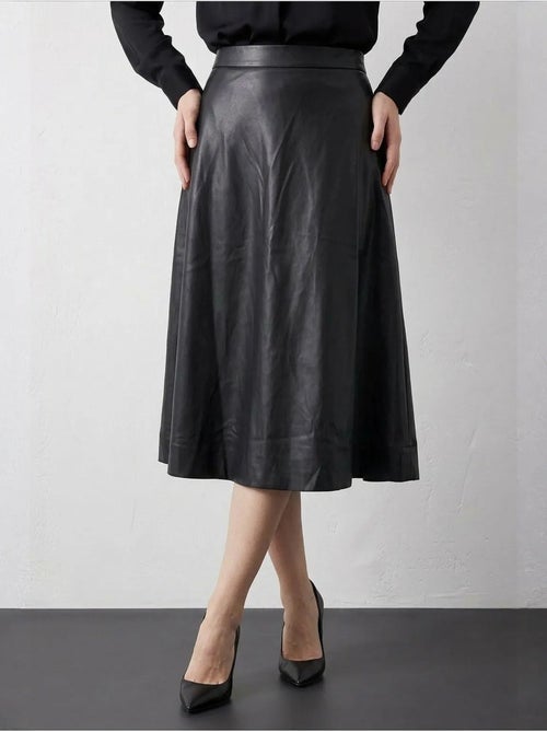 Jupe midi trapèze en simili cuir à taille haute my fashion - Kiabi