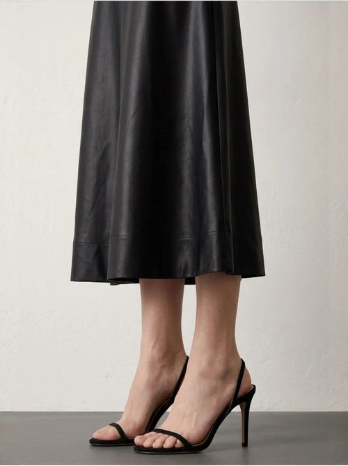 Jupe midi trapèze en simili cuir à taille haute my fashion - Kiabi