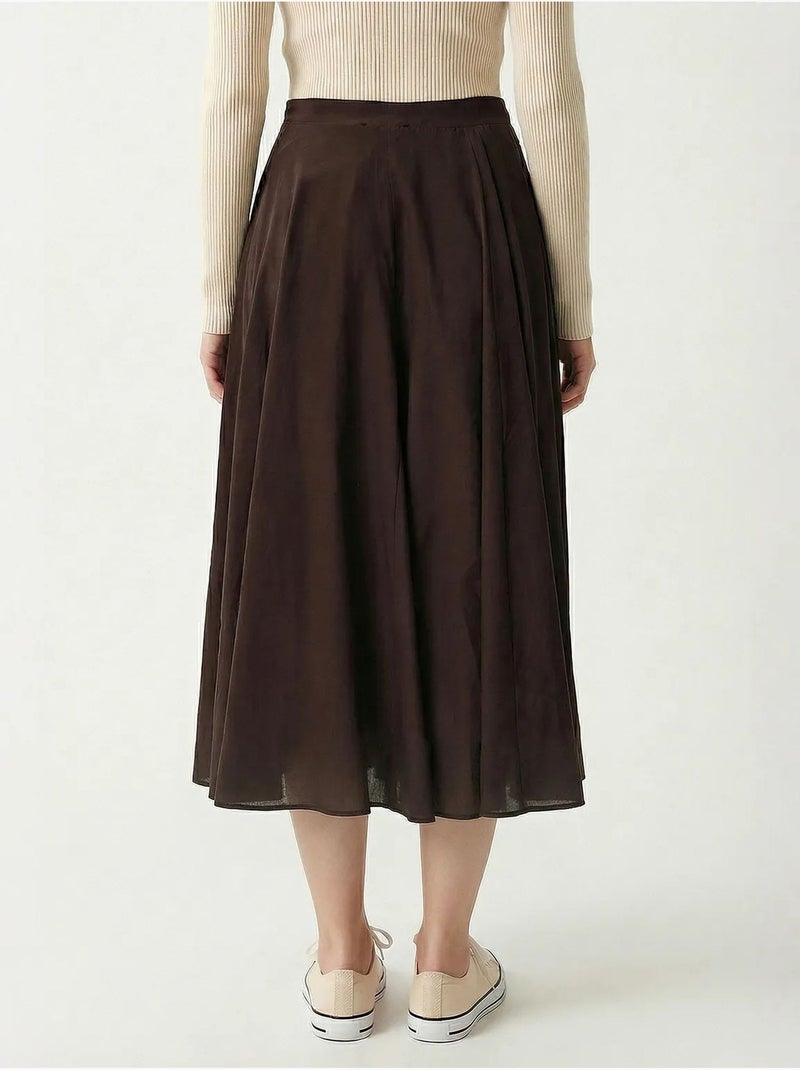 Jupe midi trapèze taille haute istanbul Marron chocolat - Kiabi