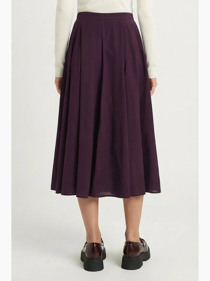 Jupe midi trapèze taille haute istanbul Violet - Kiabi