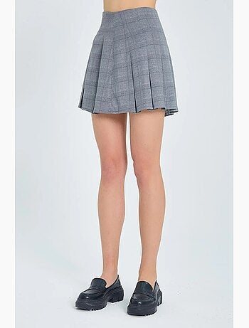 Jupe mini à carreaux taille haute avec fermeture éclair mixray