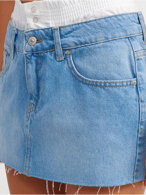 Jupe mini en denim à taille mi-haute et effet usé dilvin - Kiabi