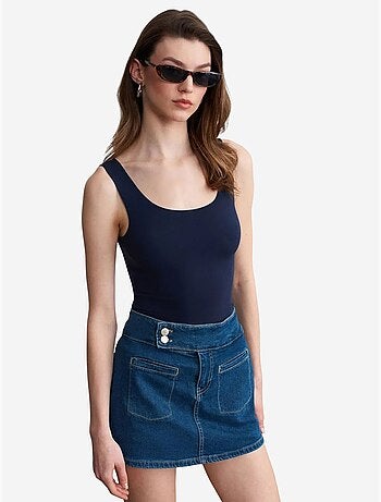 Jupe mini en denim droite à taille haute dilvin