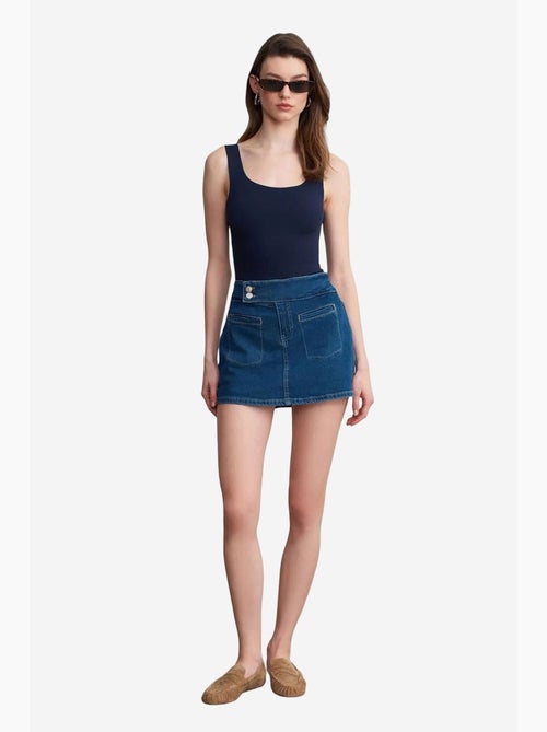Jupe mini en denim droite à taille haute dilvin - Kiabi