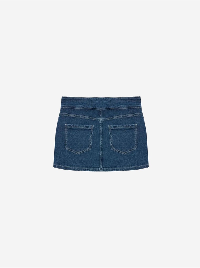 Jupe mini en denim droite à taille haute dilvin Bleu saphir - Kiabi