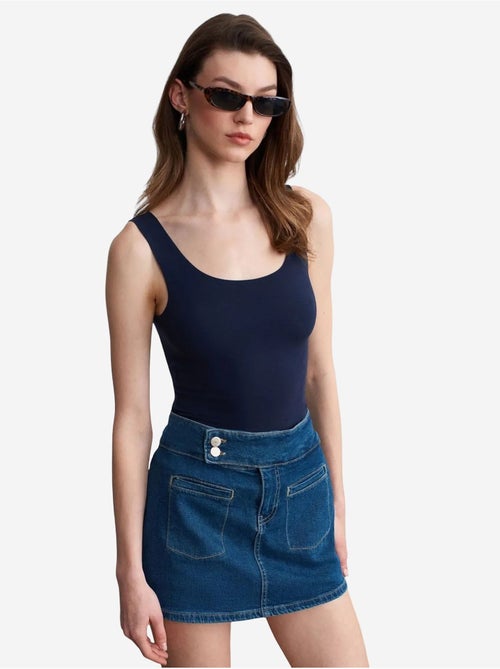 Jupe mini en denim droite à taille haute dilvin - Kiabi