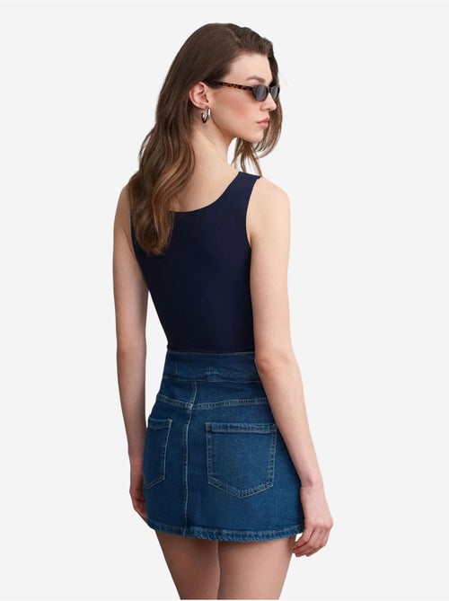 Jupe mini en denim droite à taille haute dilvin - Kiabi