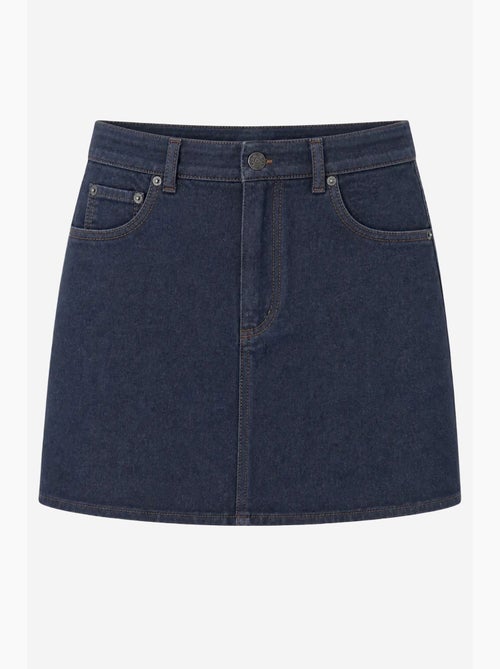 Jupe mini en denim taille haute trapèze avec fermeture à boutons mixray - Kiabi