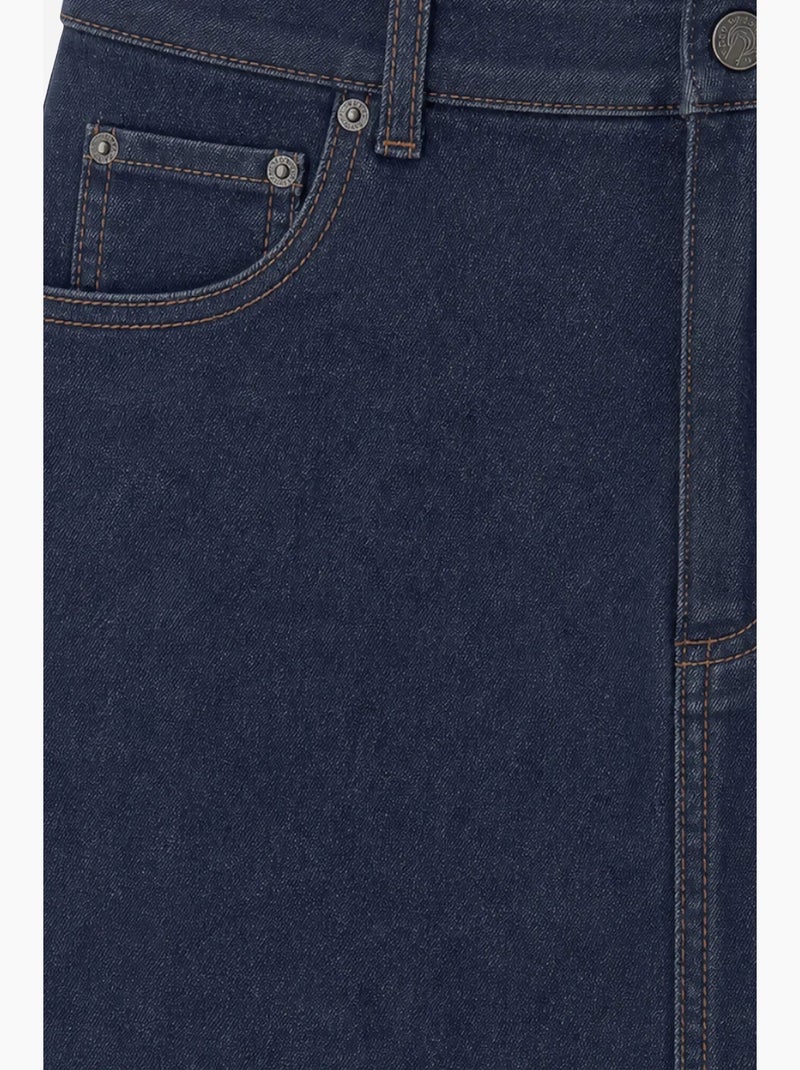 Jupe mini en denim taille haute trapèze avec fermeture à boutons mixray Bleu marine - Kiabi