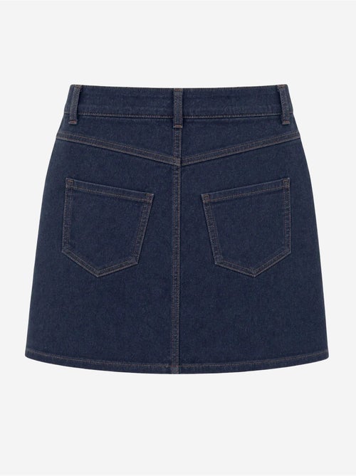 Jupe mini en denim taille haute trapèze avec fermeture à boutons mixray - Kiabi