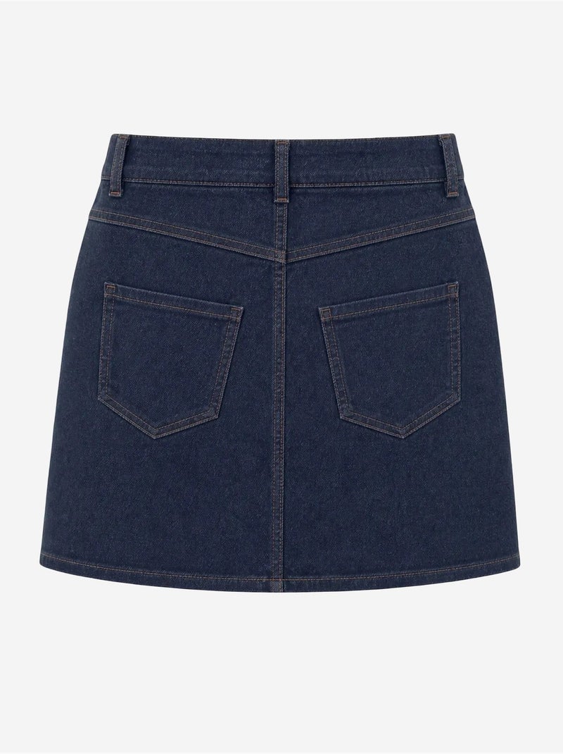 Jupe mini en denim taille haute trapèze avec fermeture à boutons mixray Bleu marine - Kiabi
