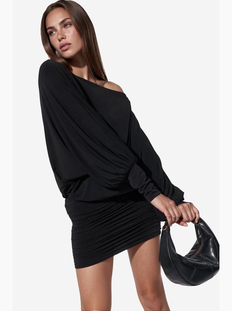 Jupe mini en mélange de coton busem Noir - Kiabi