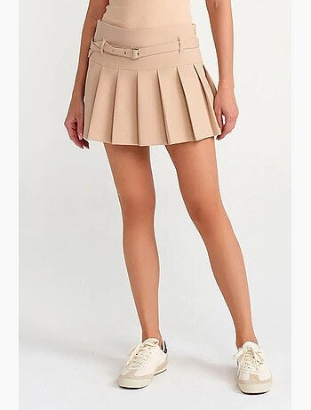 Jupe mini plissée taille haute avec ceinture dilvin
